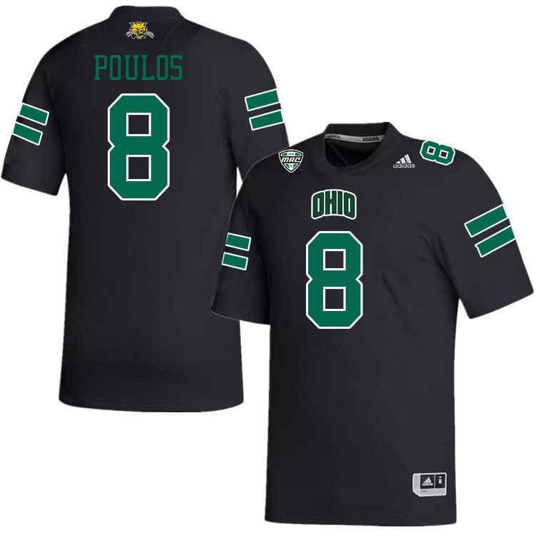 Ohio Bobcats #8 Nick Poulos College Football Jerseys Stitched-Black